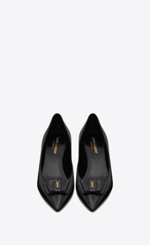 YSL Anaïs Bow Pumps In Smooth Leder Schwarz Navy | 81034-SYNU