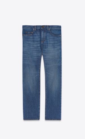 YSL Authentic Gerade Jeans Blau Waschen | 82471-PVGD