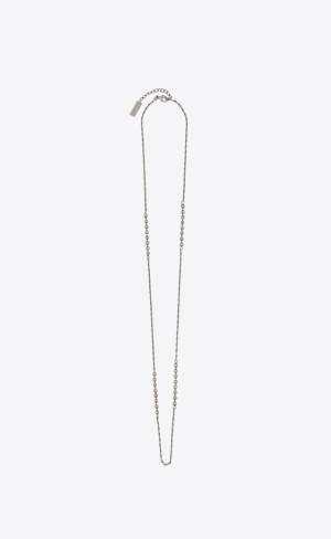 YSL Ball And Wheat Chain Necklace In Metal Silber | 23489-PAWX
