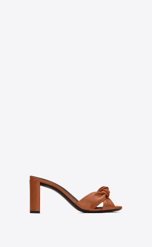 YSL Bianca Absatz Mules In Smooth Leder Toffee | 93467-DEYM