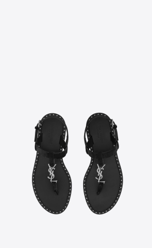 YSL Cassandra Sandals In Wildleder Noir | 04863-NCBY