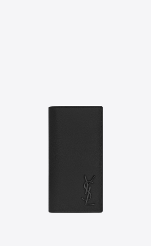 YSL Cassandre Continental Wallet In Grain De Poudre Embossed Leder Schwarz | 36052-UOEK