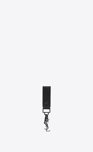 YSL Cassandre Key Ring In Crocodile-embossed Leder Schwarz | 84762-MYCH