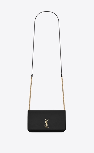 YSL Cassandre Phone Holder With Riemen In Smooth Leder Schwarz | 41658-AGXD