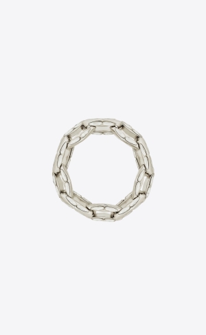 YSL Chain Bracelet In Metal And Rhinestones Crystal And Palladium | 18530-PTNM