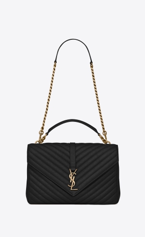 YSL College Large Chain Bag In Gesteppt Leder Schwarz | 40259-GXDR