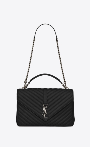 YSL College Large Chain Bag In Gesteppt Leder Schwarz | 47981-XDPM