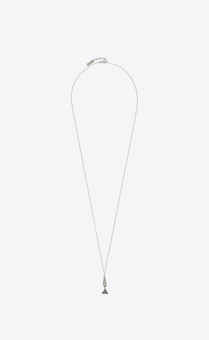 YSL Cone And Triangle Charm Necklace In Metal Silber | 26413-MKJO