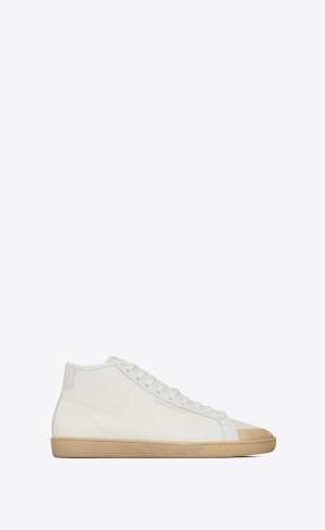 YSL Court Klassische Sl/39 Mid-top Sneakers In Canvas And Leder Weiß | 46925-DRHP