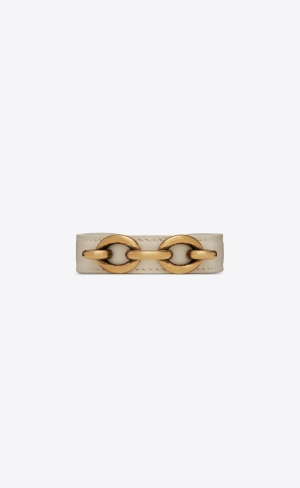 YSL Cuff Bracelet In Smooth Leder And Metal Hellbraun | 50164-LCNJ