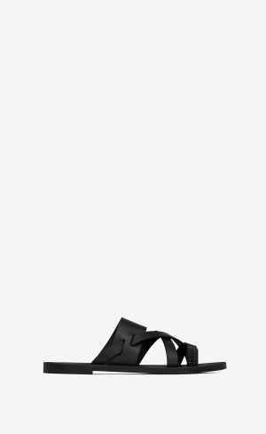 YSL Culver Mules In Smooth Leder Schwarz | 93065-UGPF