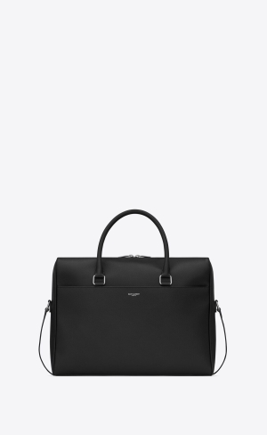 YSL Duffle Briefcase In Grain De Poudre Embossed Leder Schwarz | 69817-GRDJ