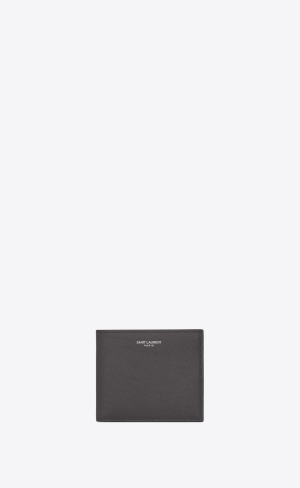 YSL East/West Wallet With Coin Purse In Grain De Poudre-embossed Leder Storm | 32095-ISPC