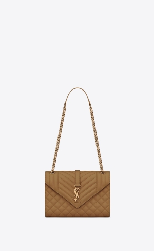 YSL Envelope Medium Chain Bag In Mix Matelassé Grain De Poudre Embossed Leder Old Oil | 85240-PQCD
