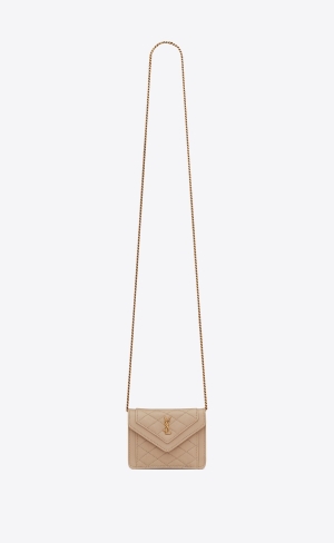 YSL Gaby Micro In Gesteppt Lambskin Dunkelbeige | 13759-NPML