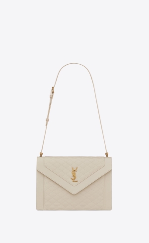 YSL Gaby Satchel In Gesteppt Lambskin Blanc Vintage | 23180-NOIC