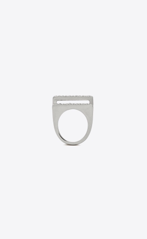 YSL Gestreift Rhinestone Ring In Metal Palladium And Crystal | 04583-SGNV