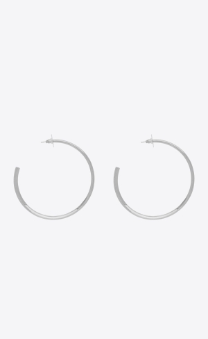 YSL Heart Hoop Earrings In Metal Schwarz | 48625-JARW