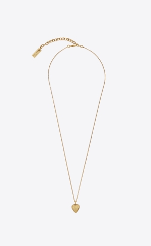 YSL Heart Pendant Necklace In Metal Gold | 30768-ZIBD