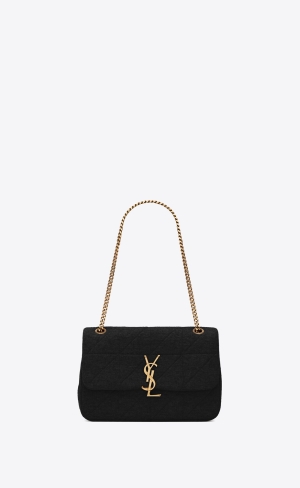 YSL Jamie Medium Chain Bag "Carré Rive Gauche" In Jersey Schwarz | 32086-VDPS