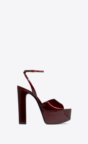 YSL Jodie Plattform Sandals In Lack Leder Tiefesbordeaux | 68274-YWHL