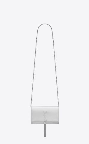 YSL Kate Chain Wallet In Mirrored Leder Silber | 13740-NGRC