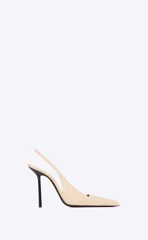 YSL Kiss Slingback Pumps In Shiny Leder Coquille | 90354-MHIS