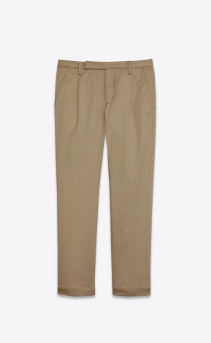 YSL Klassische Chino Pants In Raw Beige Baumwoll Twill Beige | 68549-AYXJ