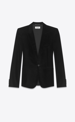 YSL Klassische Evening Velvet Jacket Schwarz | 90678-UVDA