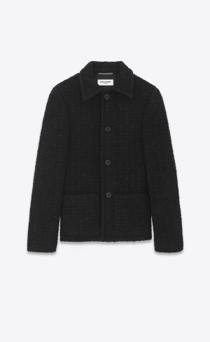 YSL Kurzes Jacket In Tweed Schwarz | 19076-BIWE