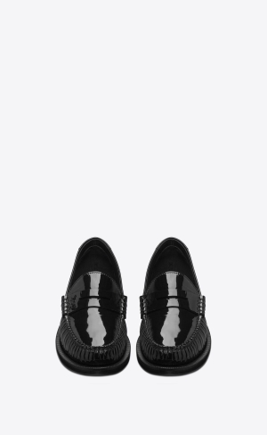 YSL Le Loafer Penny Slippers In Lack Leder Schwarz | 45237-HARO