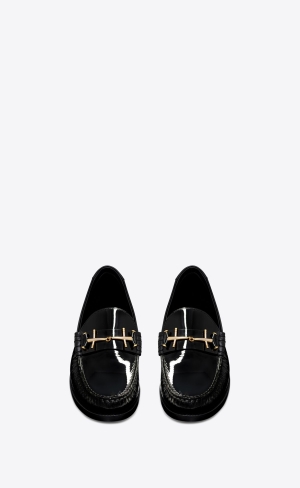YSL Le Loafer Penny Slippers In Lack Leder Schwarz | 87302-QSXW