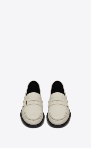 YSL Le Loafer Penny Slippers In Smooth Leder Pearl | 73628-ZPQK