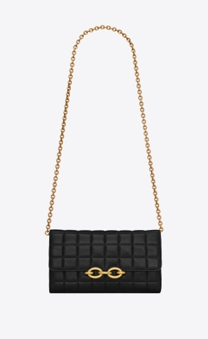 YSL Le Maillon Chain Wallet In Gesteppt Lambskin Schwarz | 50978-AZSQ