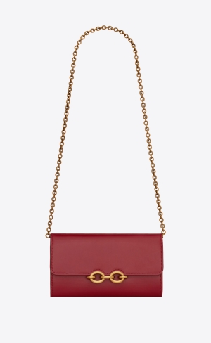 YSL Le Maillon Chain Wallet In Shiny Leder Rot | 82015-NXJD