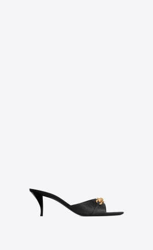 YSL Le Maillon Mules In Cassandre Jacquard Schwarz | 08173-ESPH