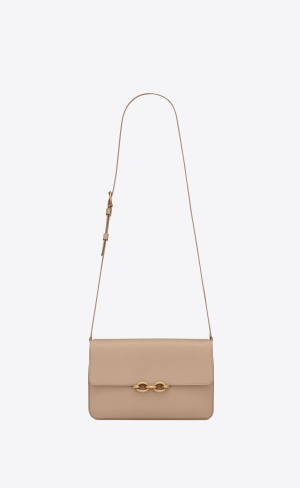 YSL Le Maillon Satchel In Smooth Leder Dunkelbeige | 40982-TFLQ