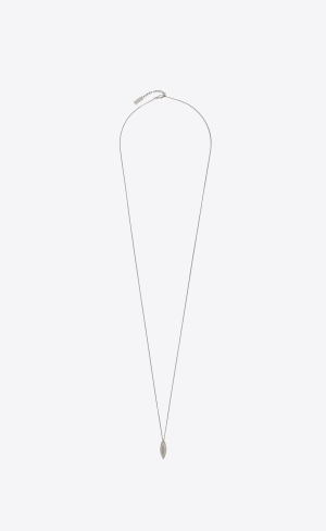 YSL Long Oval Charm Necklace In Metal Silber | 64281-ATPH
