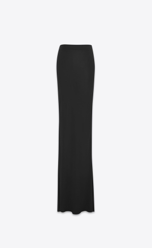 YSL Long Skirt In Crepe Jersey Schwarz | 51078-YBQK