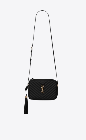 YSL Lou Camera Bag In Gesteppt Leder Schwarz | 12567-RQHU