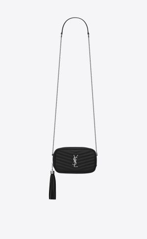 YSL Lou Mini Bag In Gesteppt Grain De Poudre Embossed Leder Schwarz | 12850-HAUJ