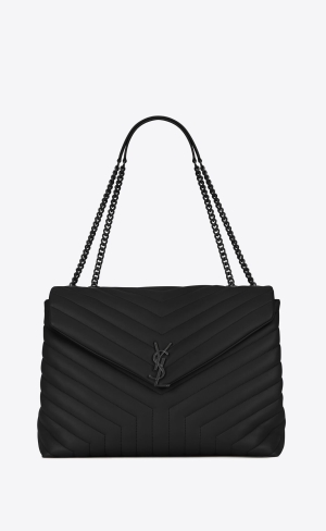 YSL Loulou Large Chain Bag In Gesteppt "Y" Leder Noir | 84295-APWN