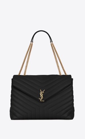 YSL Loulou Large Chain Bag In Gesteppt "Y" Leder Noir | 90378-SEFH