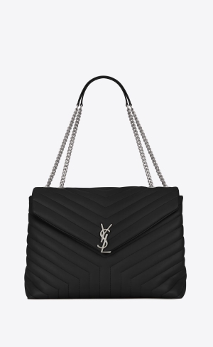 YSL Loulou Large Chain Bag In Gesteppt "Y" Leder Noir | 98615-CTJS