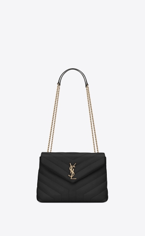 YSL Loulou Small Chain Bag In Gesteppt "Y" Leder Noir | 63817-MPUW