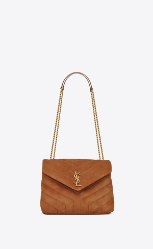 YSL Loulou Small Chain Bag In "Y"-quilted Wildleder Cinnamon | 31954-WJOF
