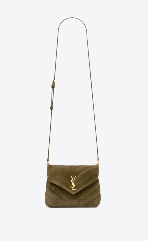 YSL Loulou Toy In Gesteppt "Y" Wildleder Olivgrün Grün | 21597-XHOV