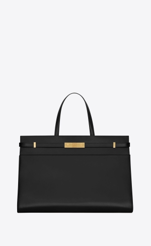 YSL Manhattan Large Shopping Bag In Shiny Leder Schwarz | 36759-BAIX