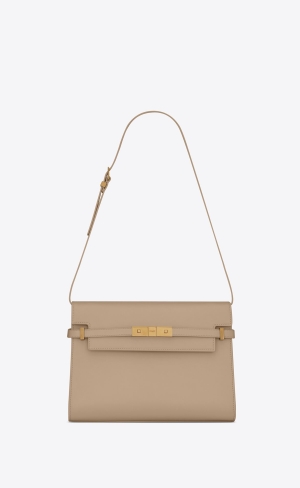 YSL Manhattan Shoulder Bag In Box Saint Laurent Leder Grau | 91264-GDOR
