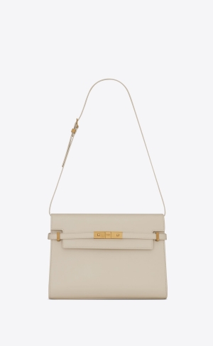 YSL Manhattan Shoulder Bag In Box Saint Laurent Leder Blanc Vintage | 96182-ACZS